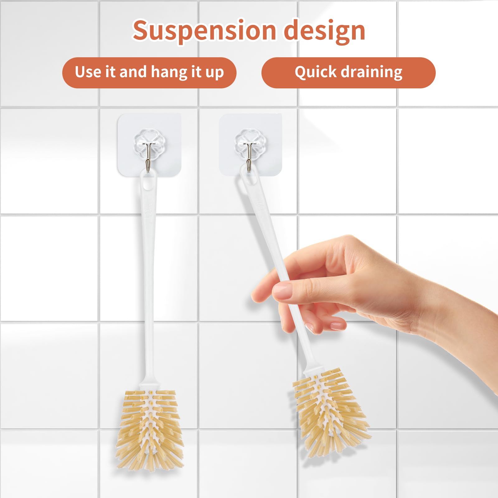 Cleansprite hooks and built-in holes enable quick drying