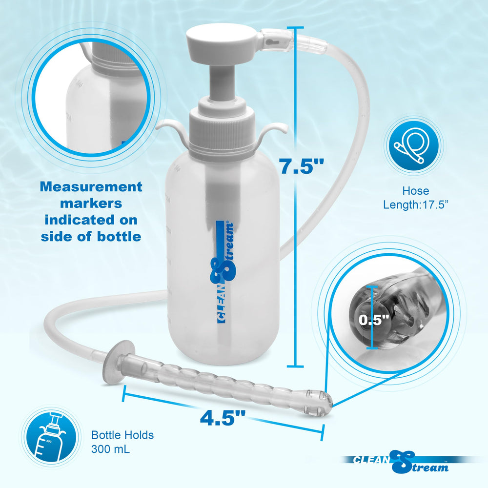 Cleanstream bottle showing measurement markings for accurate fluid monitoring.