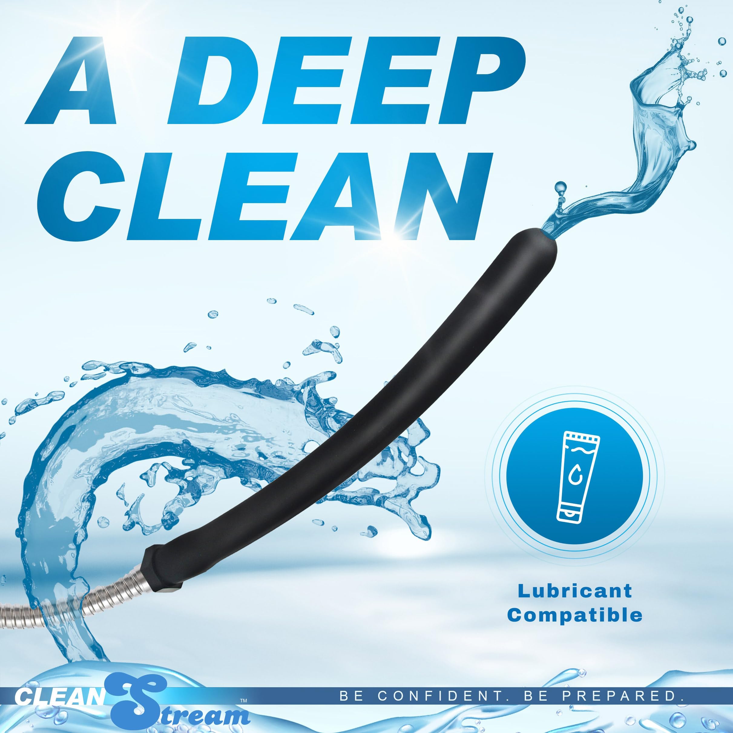 CleanStream Silicone Comfort Nozzle extended length reveals 10-inch reach for easier cleansing.