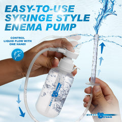 Cleanstream syringe-style handle enables comfortable pumping action for controlled cleansing.
