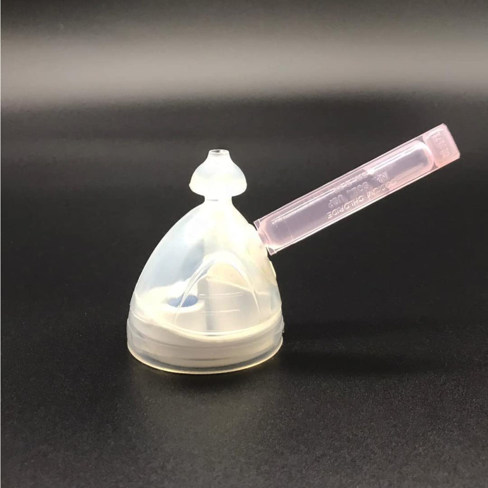 CLEARinse in-action shows nasal irrigation with gentle suction.