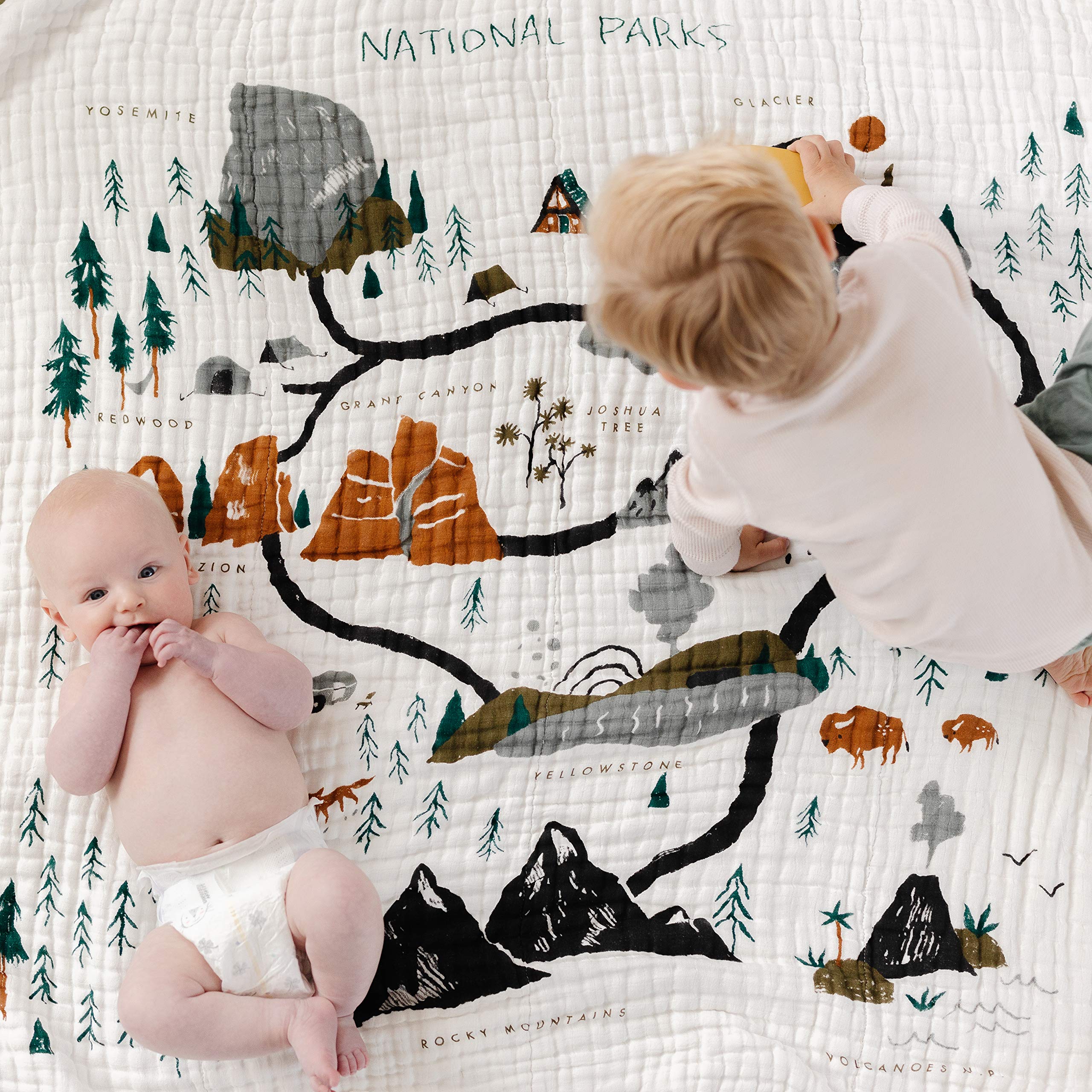 Clementine Kids stitch-detail close-up highlights durable seams and breathable muslin fabric.