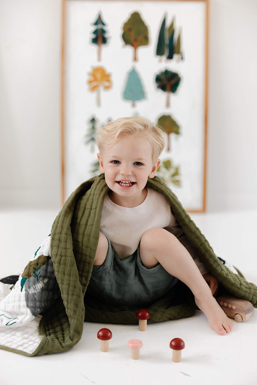 Clementine Kids quilt in a play setting during toddler playtime and exploration.