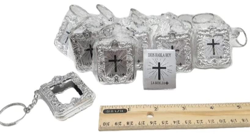 CL Gift mini Bible keychain in silver, a portable religious keepsake for daily life.