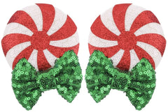 CLGIFT Minnie Ears baby headband with peppermint candy clip for festive photos and comfort