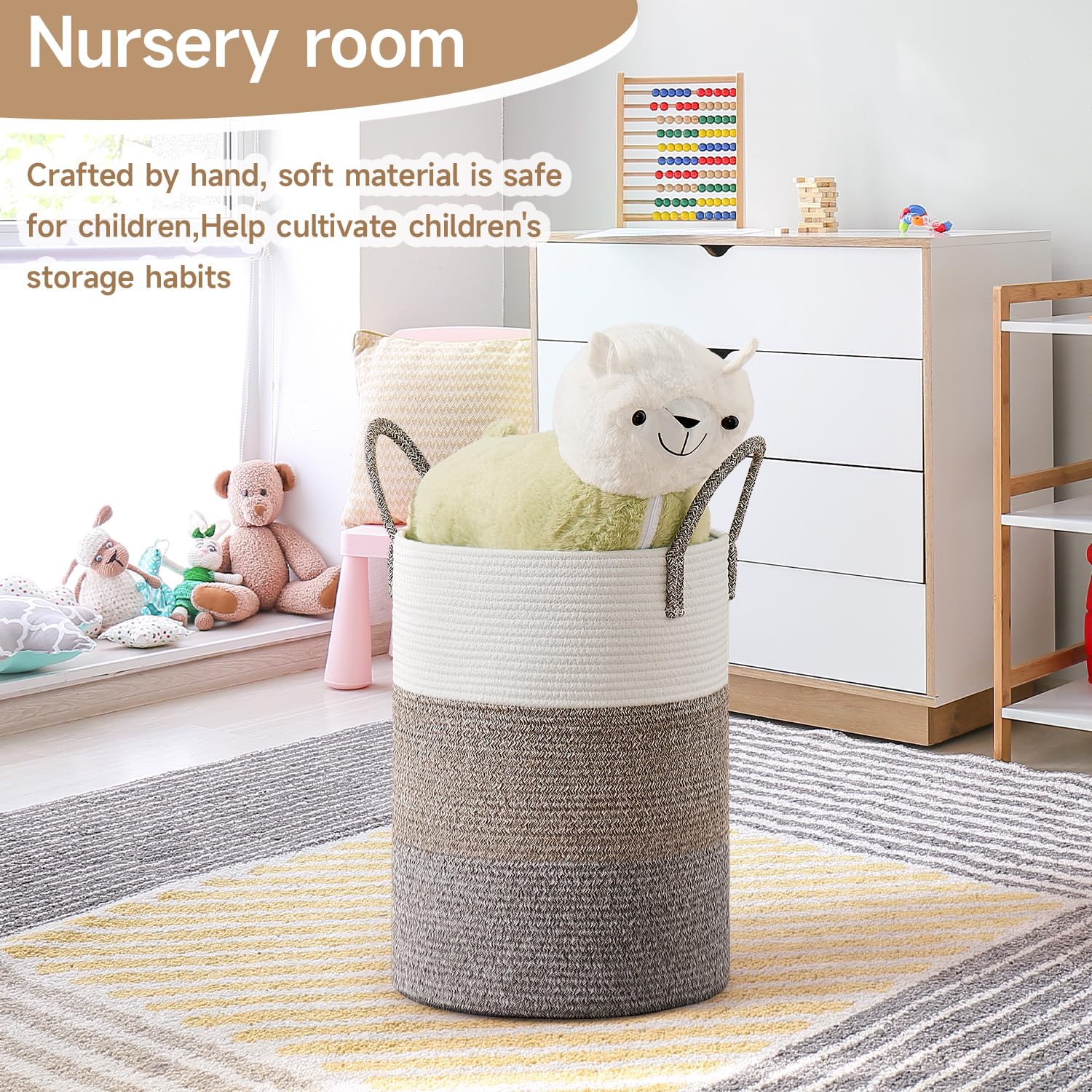 CLHMILY&Z 60L basket in bedroom showing versatile storage for blankets