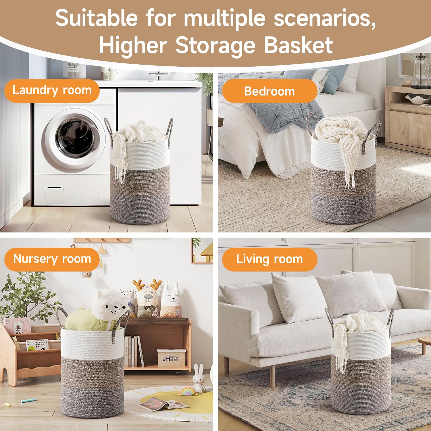 CLHMILY&Z round rope basket holding towels and bulky items