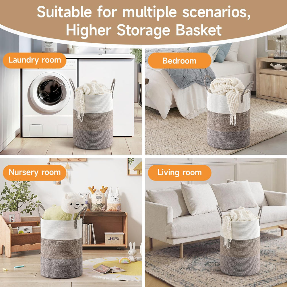CLHMILY&Z round rope basket holding towels and bulky items
