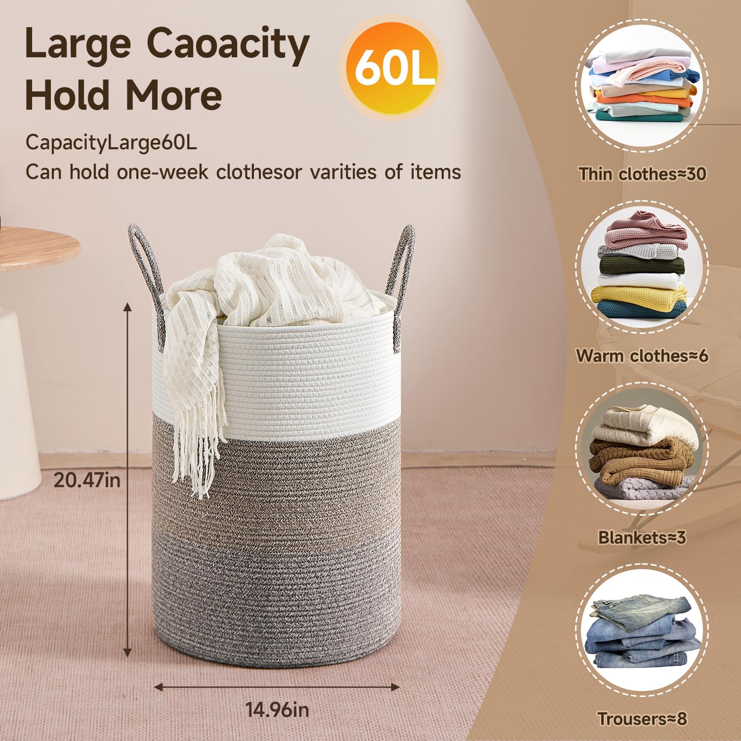 CLHMILY&Z nursery setup using the round rope basket for diapers
