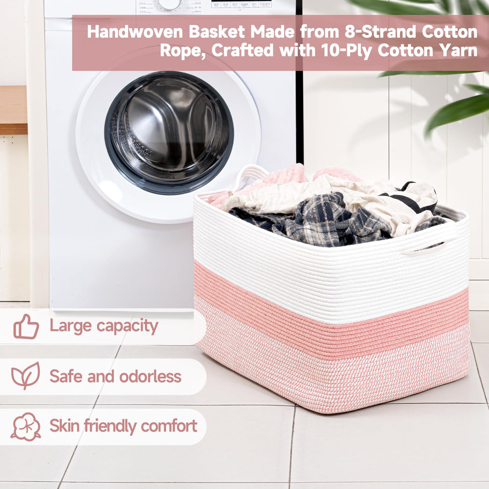 CLHMILY&Z basket with oversized handles for easy room-to-room transport