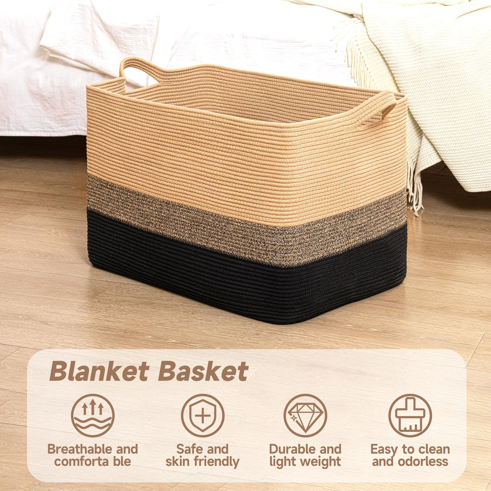 CLHMILY&Z blanket organizer nicely blends with bedroom decor and storage.