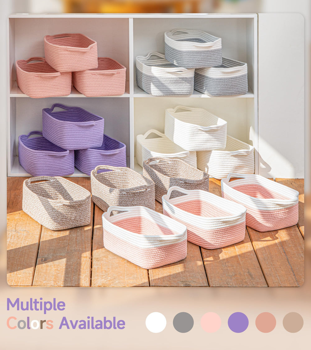 CLHMILY&Z closet organizer basket in purple offers clutter reduction on shelves.