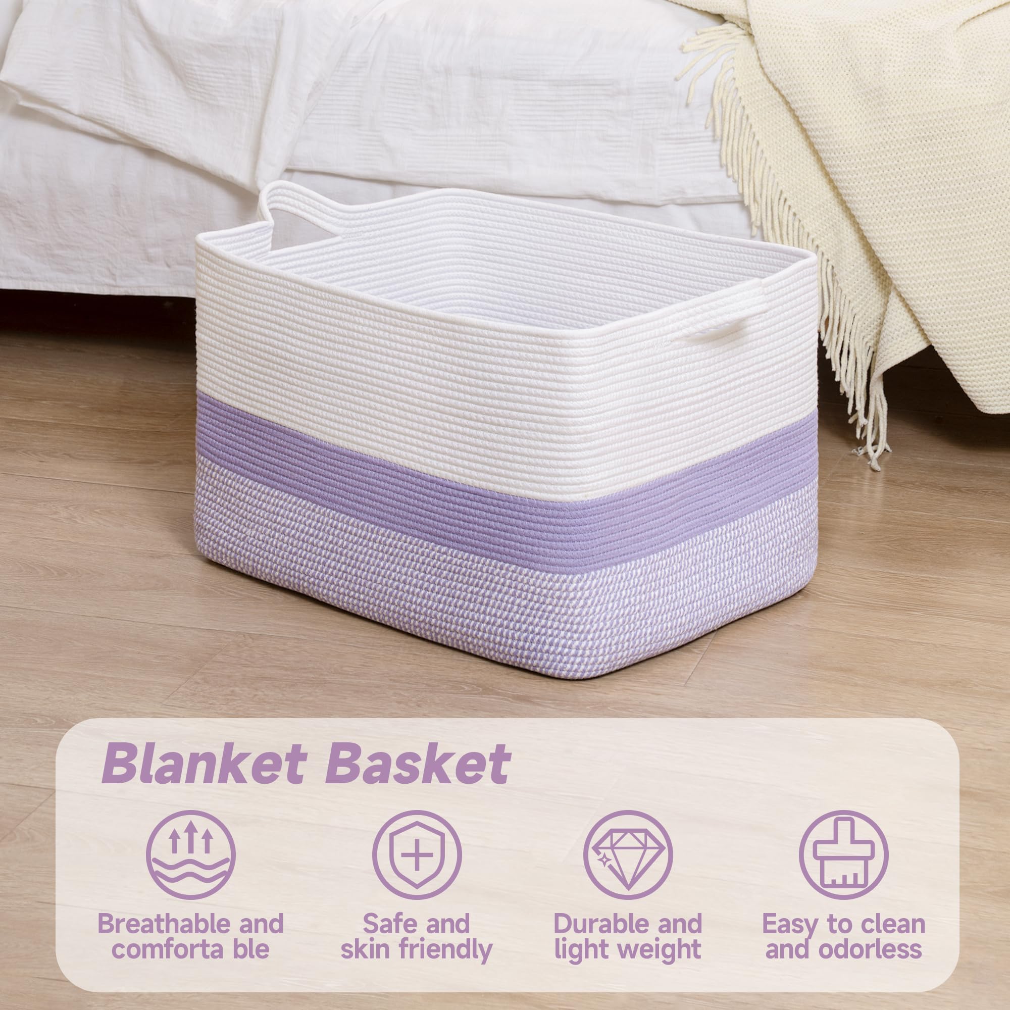 Clothes bin in the CLHMILY&Z bedroom basket for easy sorting