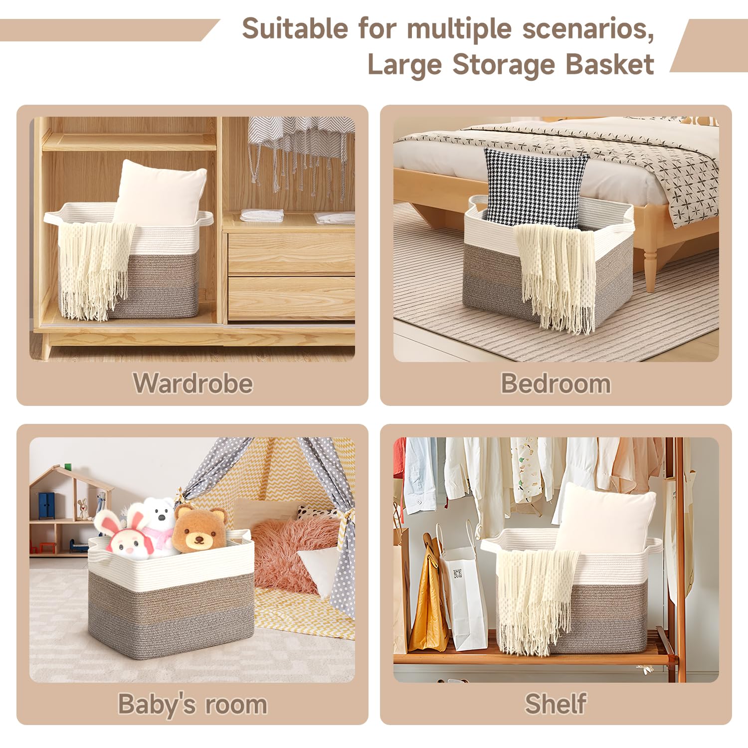 CLHMILY&Z eco-friendly cotton rope basket is breathable, durable, and easy to maintain.