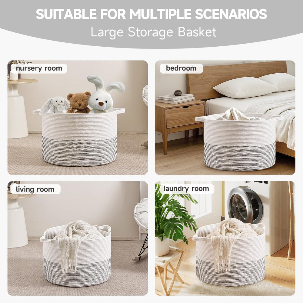 CLHMILY&Z durable storage basket doubles as a laundry hamper for bulky items.