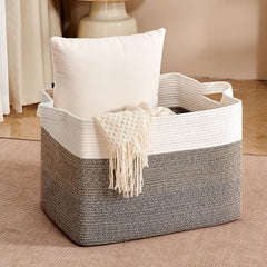 CLHMILY&Z handwoven basket with sturdy handles offers easy portability for room-to-room organization.