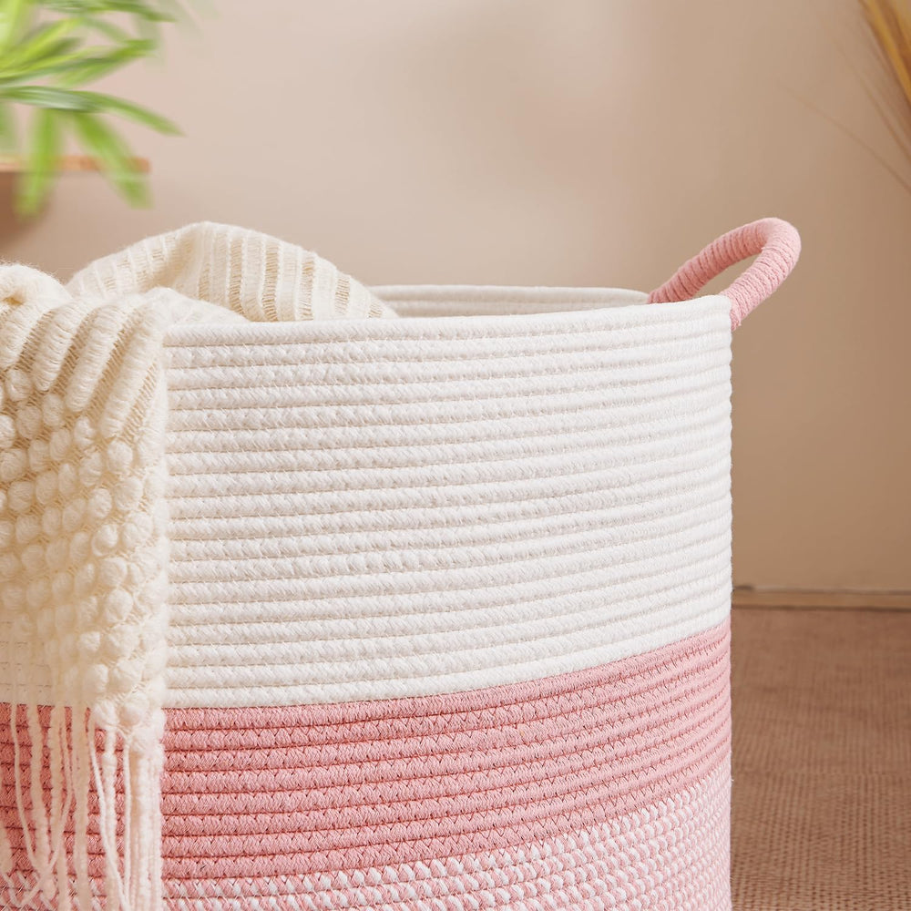 CLHMILY&Z pink basket in living room for stylish storage