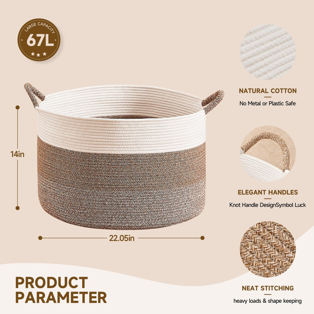 CLHMILY&Z large woven basket keeps towels neatly organized in bathrooms