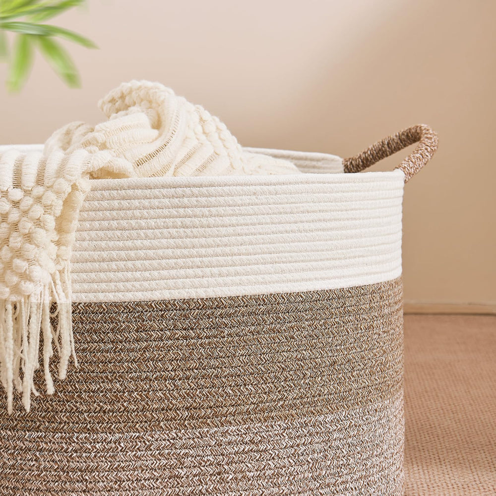 CLHMILY&Z large woven basket adds subtle decor while concealing clutter