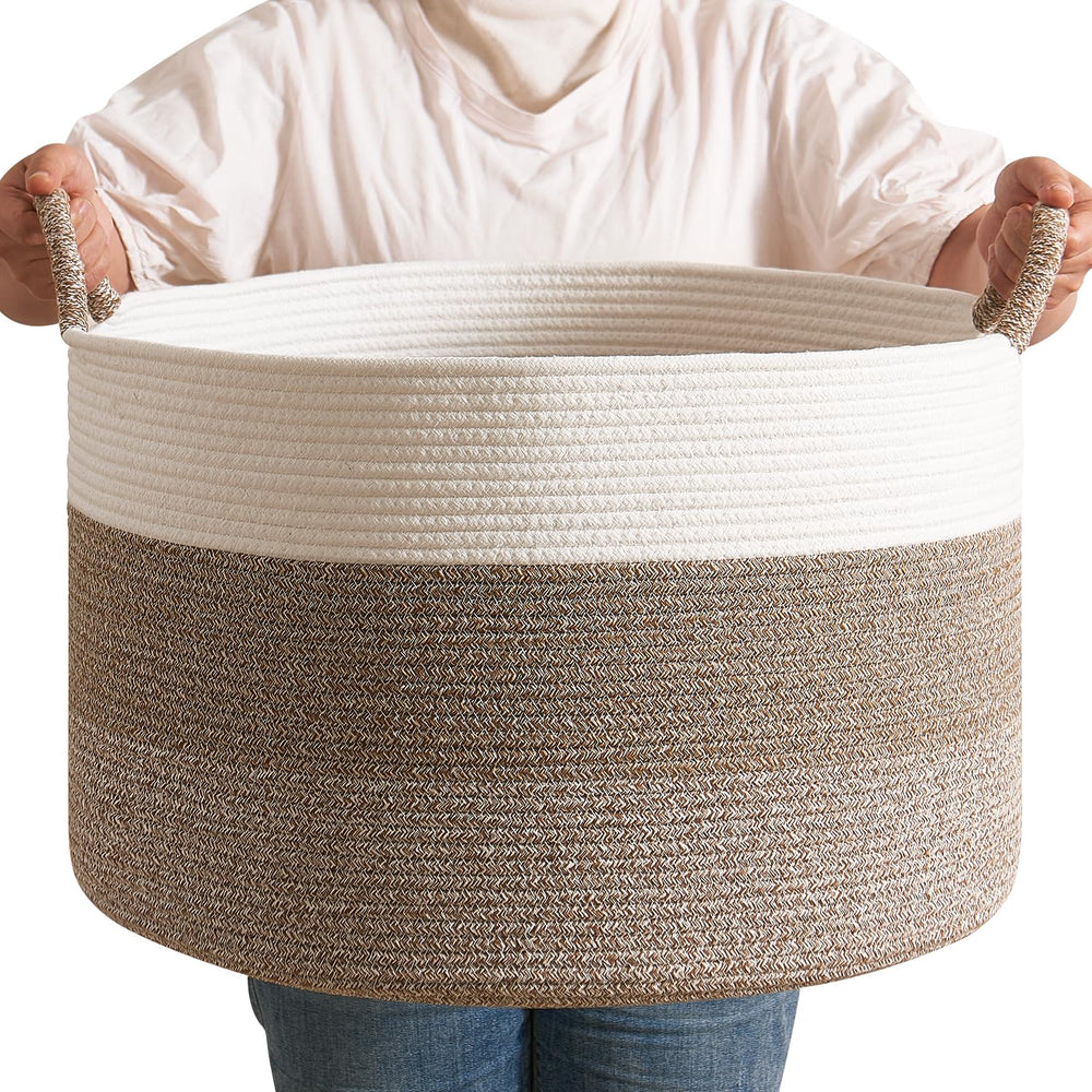CLHMILY&Z large woven basket for living room blanket storage