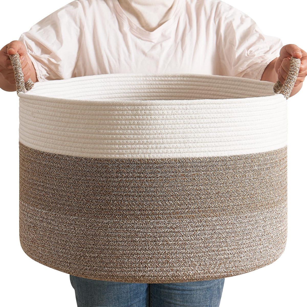 CLHMILY&Z large woven basket for living room blanket storage