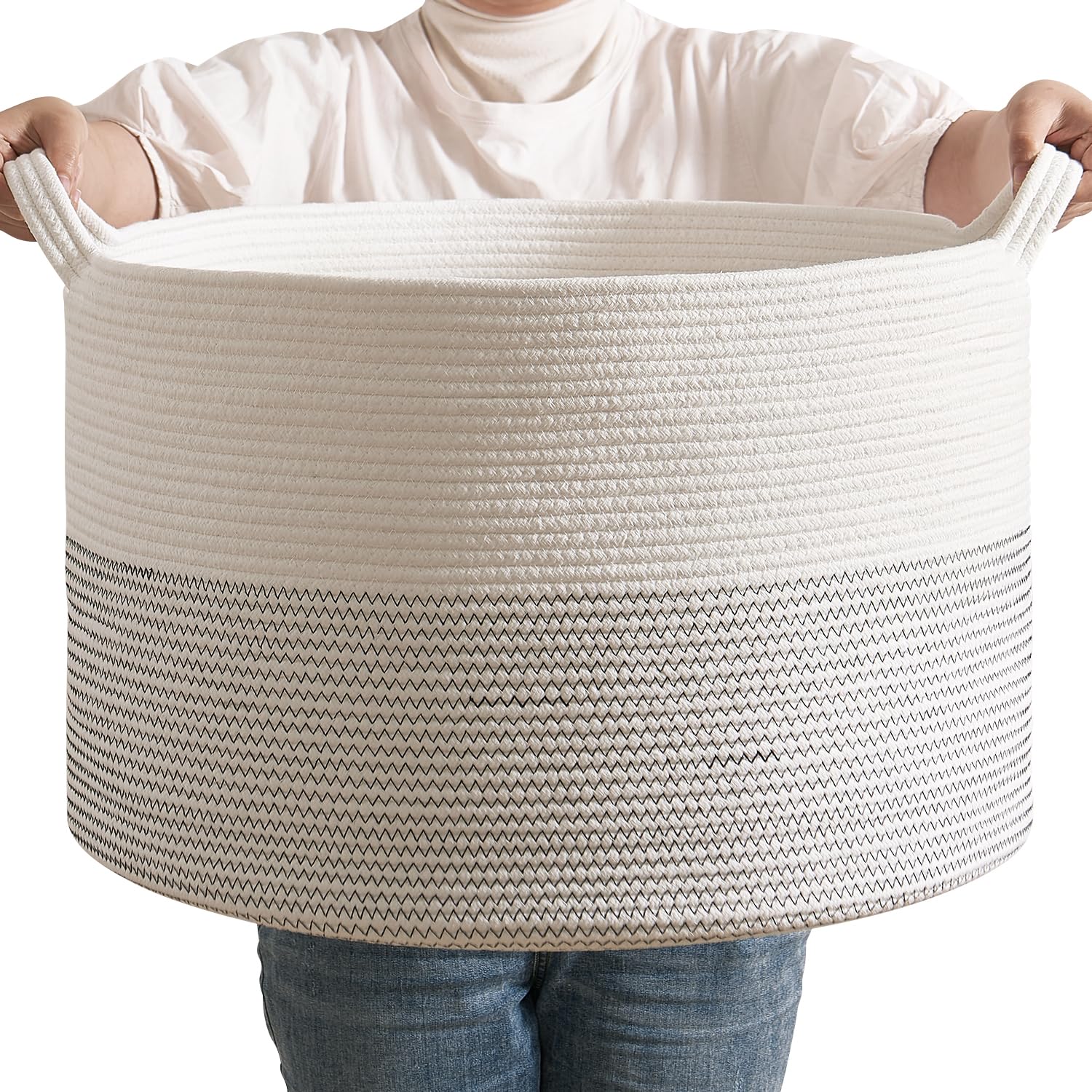 CLHMILY&Z large woven basket with open top for toy storage.