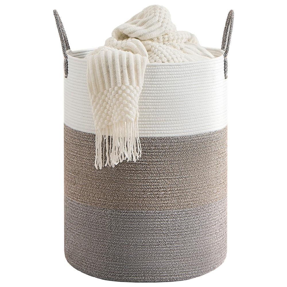 CLHMILY&Z round rope laundry basket for clutter-free laundry storage.