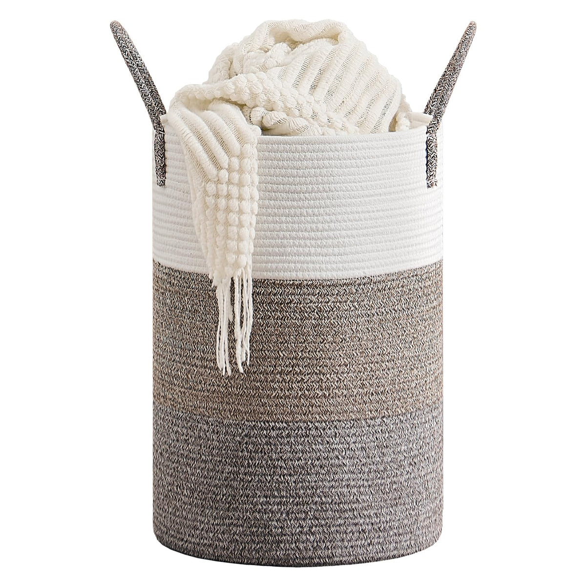 CLHMILY&Z laundry basket front view, sturdy rope for practical storage
