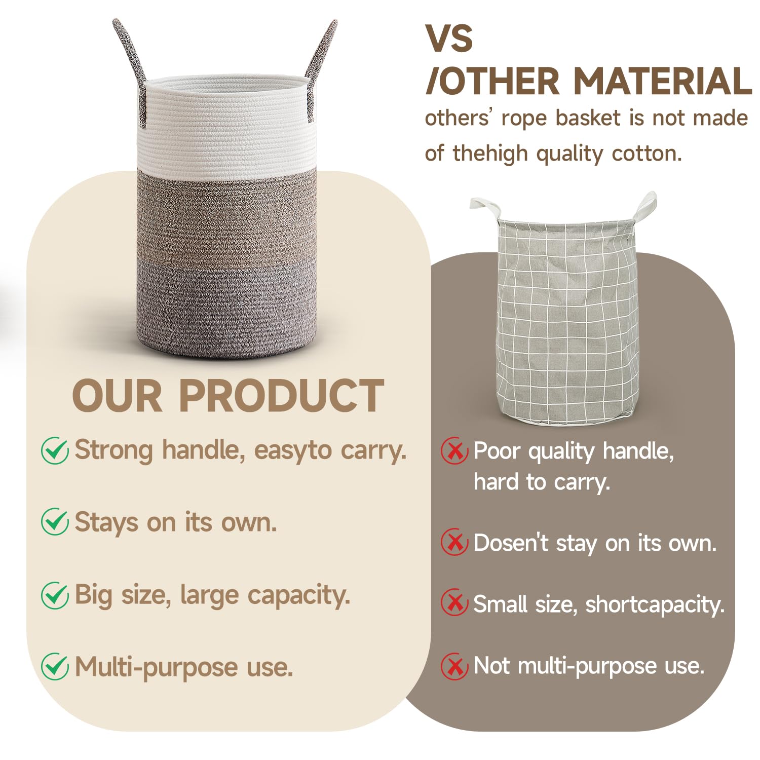 CLHMILY&Z laundry basket in use with towels in bathroom or bedroom