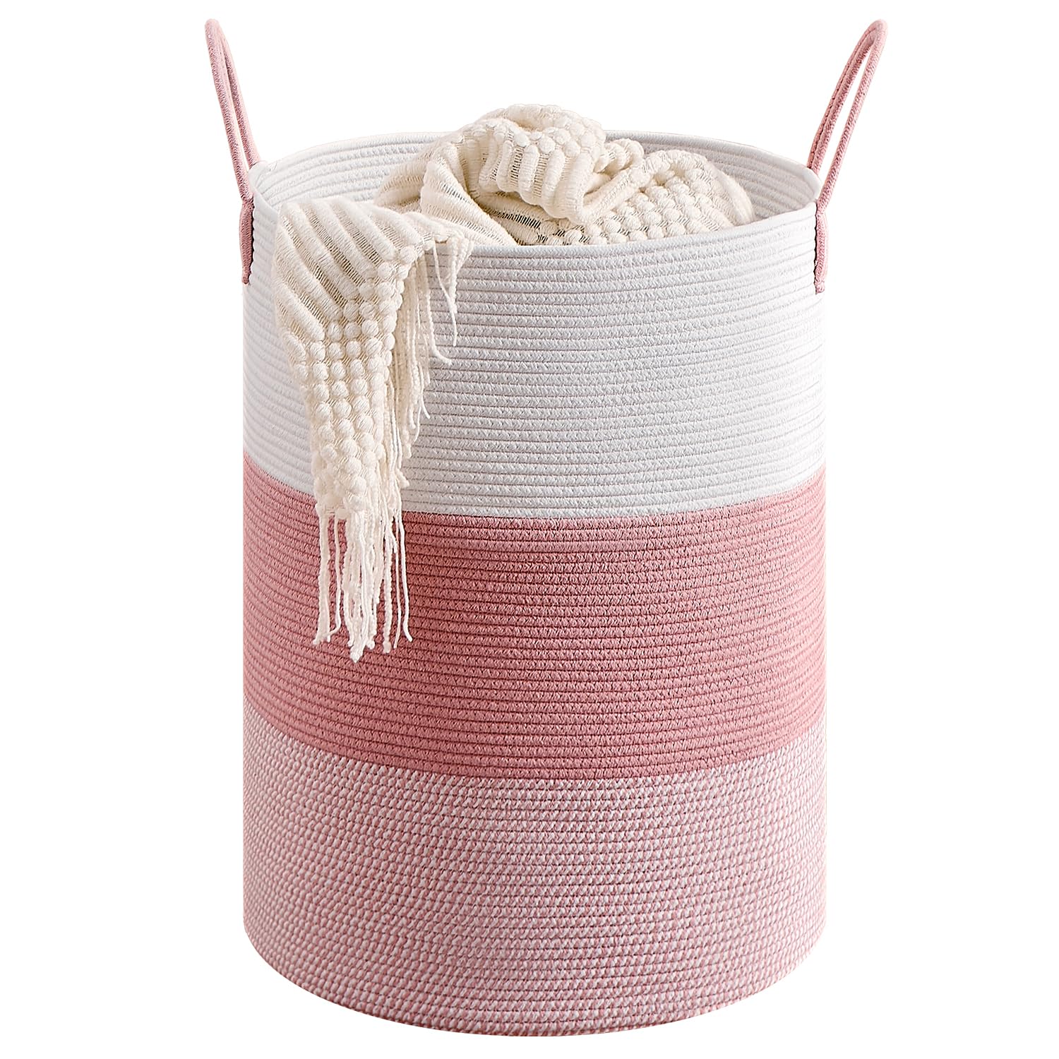 CLHMILY&Z pink laundry basket ideal for blankets and toys, adding soft storage to bedrooms