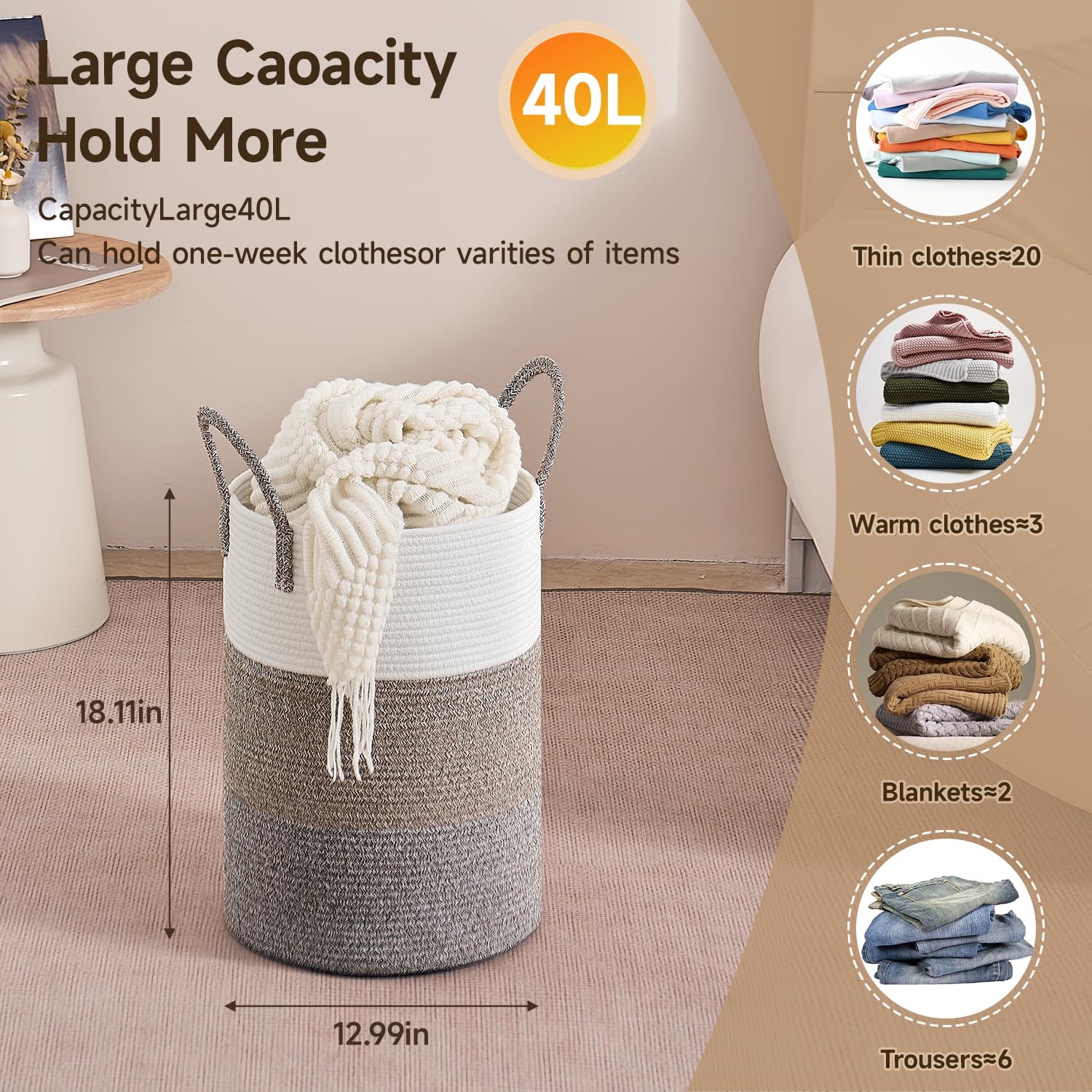 CLHMILY&Z laundry basket woven texture, breathable and airy