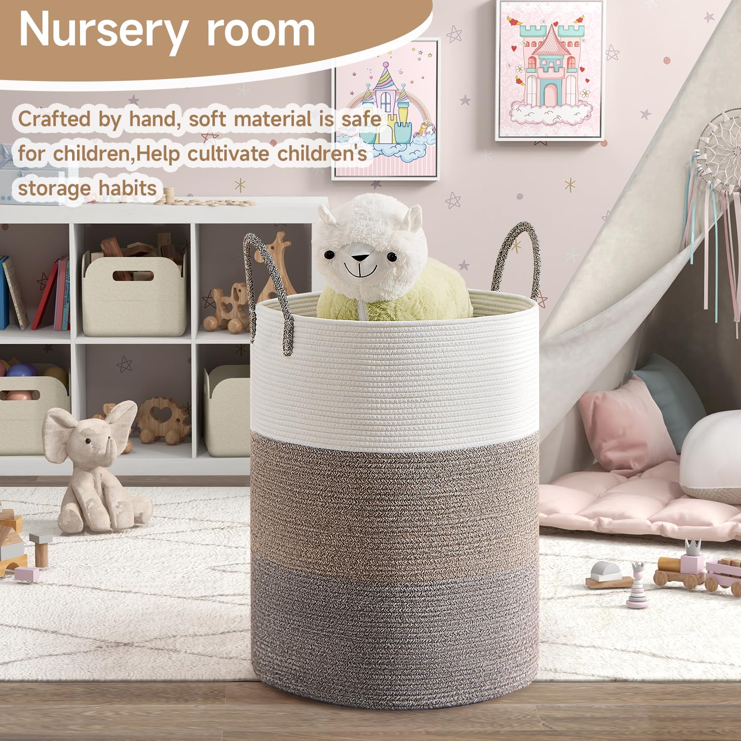 CLHMILY&Z laundry hamper with oversized handles for easy transport.