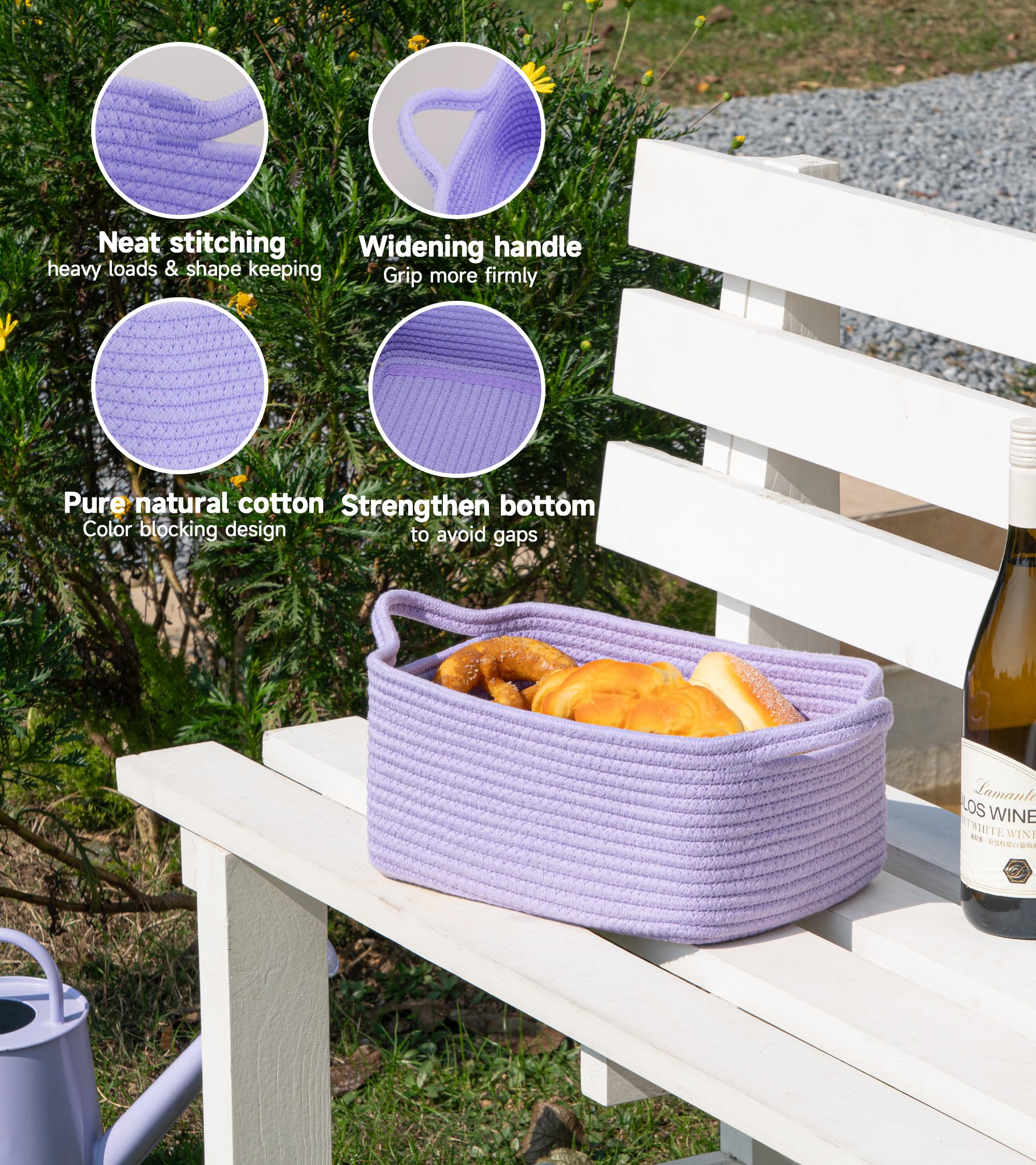 CLHMILY&Z lightweight sturdy storage basket in purple suitable for closet organization.