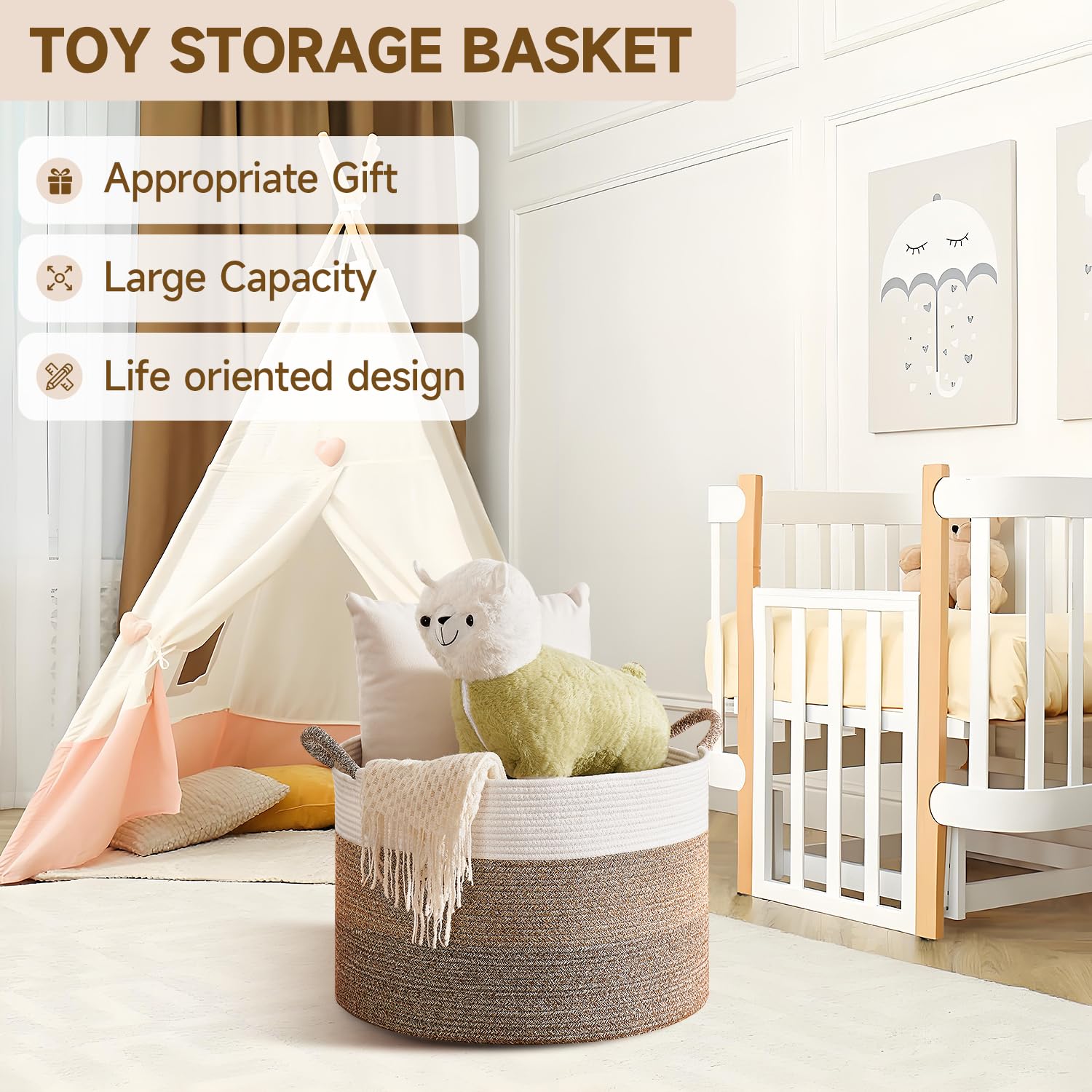 CLHMILY&Z neutral storage basket design complements nursery and modern interiors.