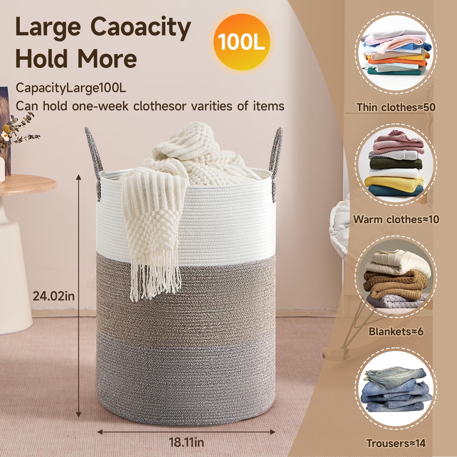 CLHMILY&Z nursery storage basket keeps toys and diapers organized.