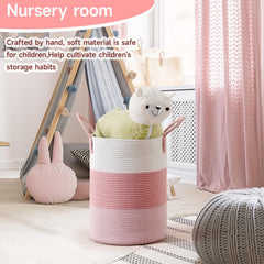CLHMILY&Z nursery storage bin in cotton rope for toys and diapers.