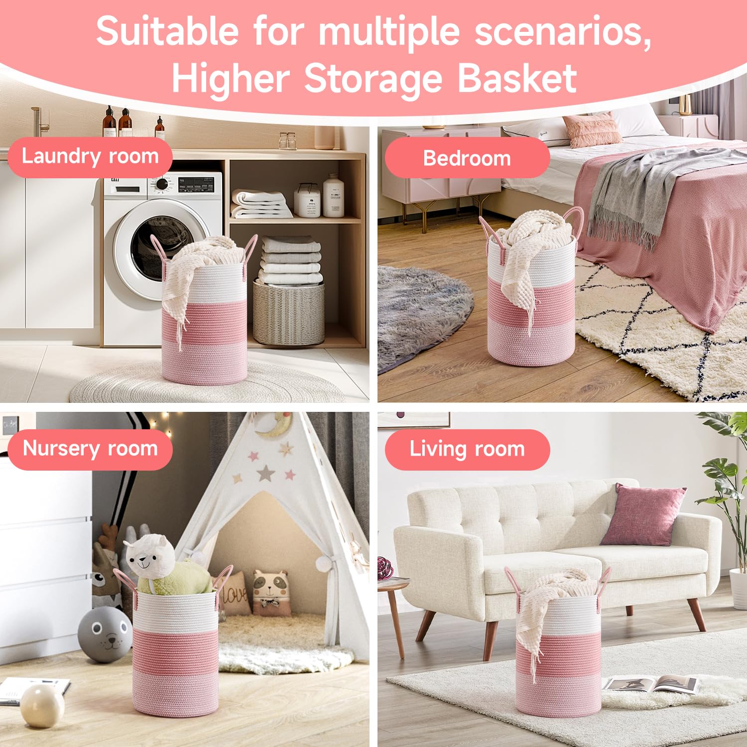 CLHMILY&Z pink blanket and towel bin for cozy organization.