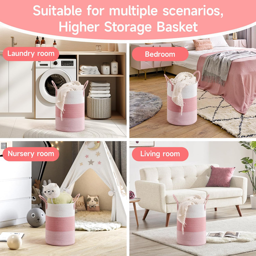 CLHMILY&Z pink blanket and towel bin for cozy organization.