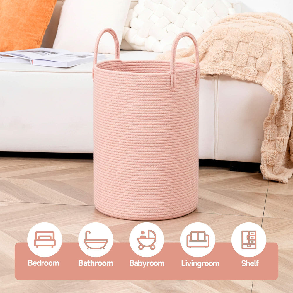 CLHMILY&Z rope basket with oversized pink handles for easy transport