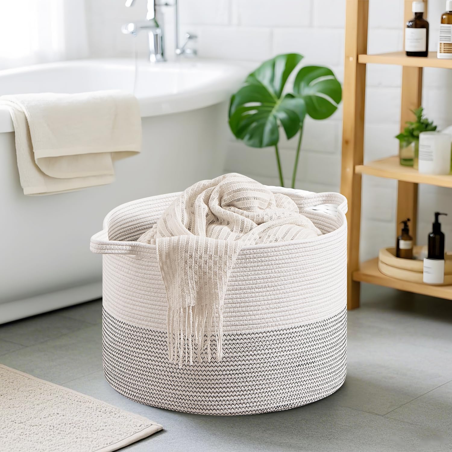 CLHMILY&Z rope storage basket, easy-to-carry handles for laundry or toys.