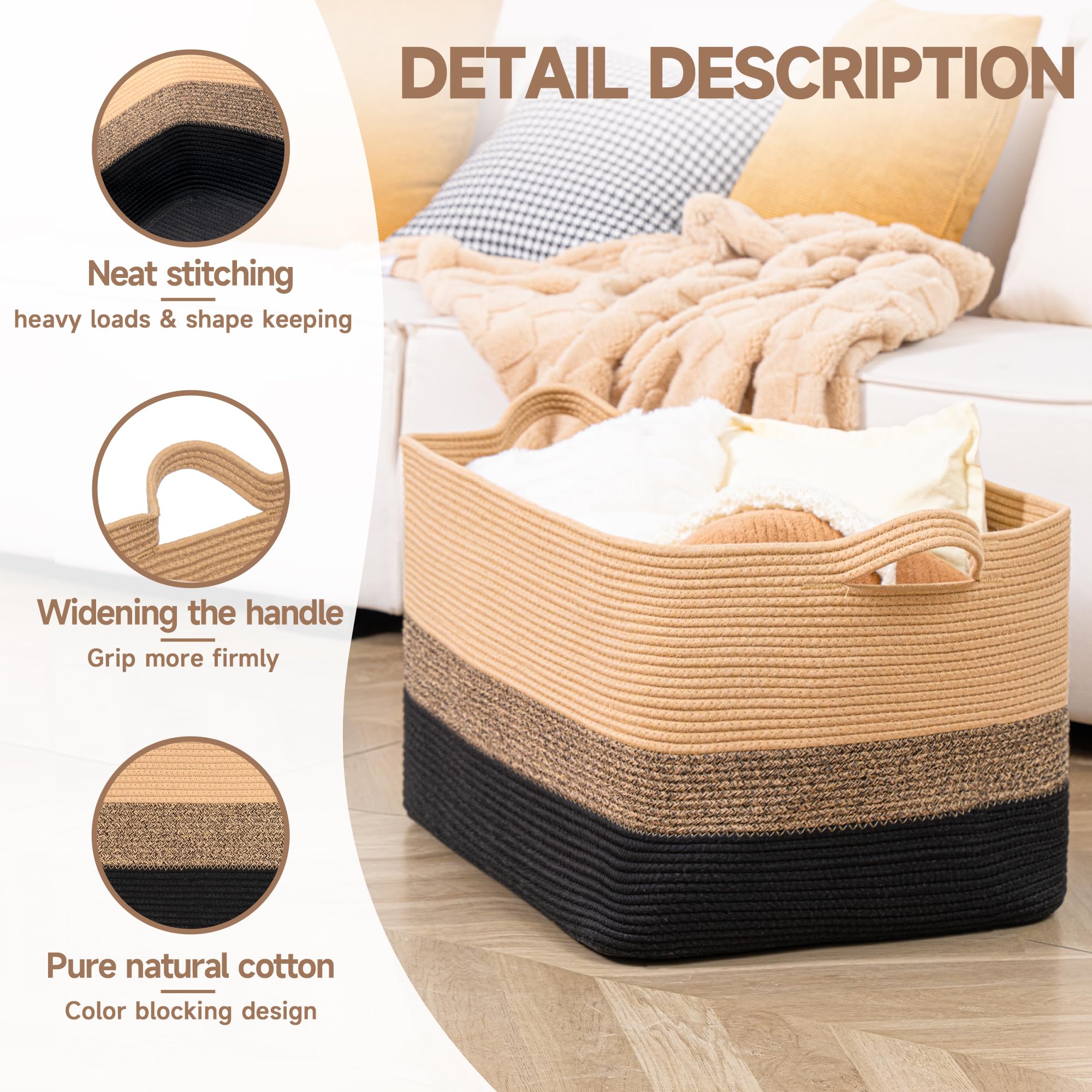 CLHMILY&Z square storage basket adds modern flair to living rooms and declutters.