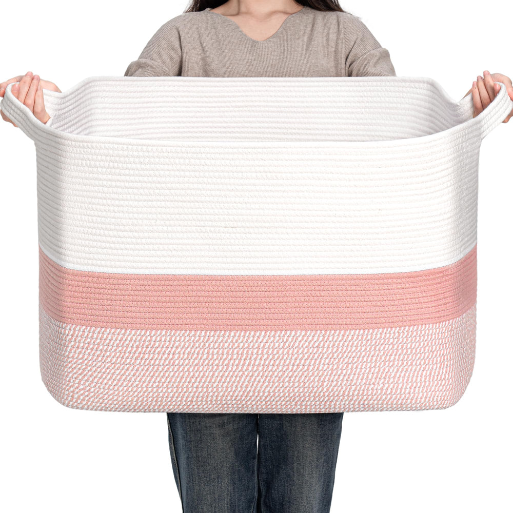 CLHMILY&Z stylish square basket in pink and white for toy organization