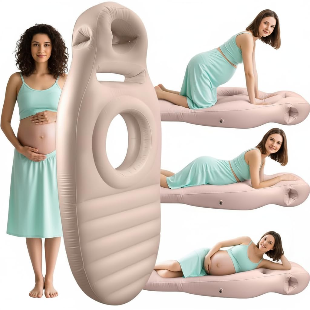 Clicklife inflatable pregnancy pillow with belly hole for full-body comfort.