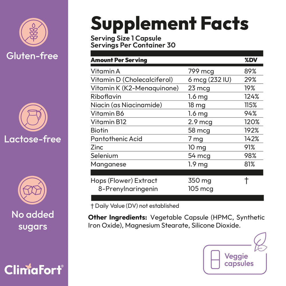 ClimaFort usage routine concept with everyday pill for menopause comfort.