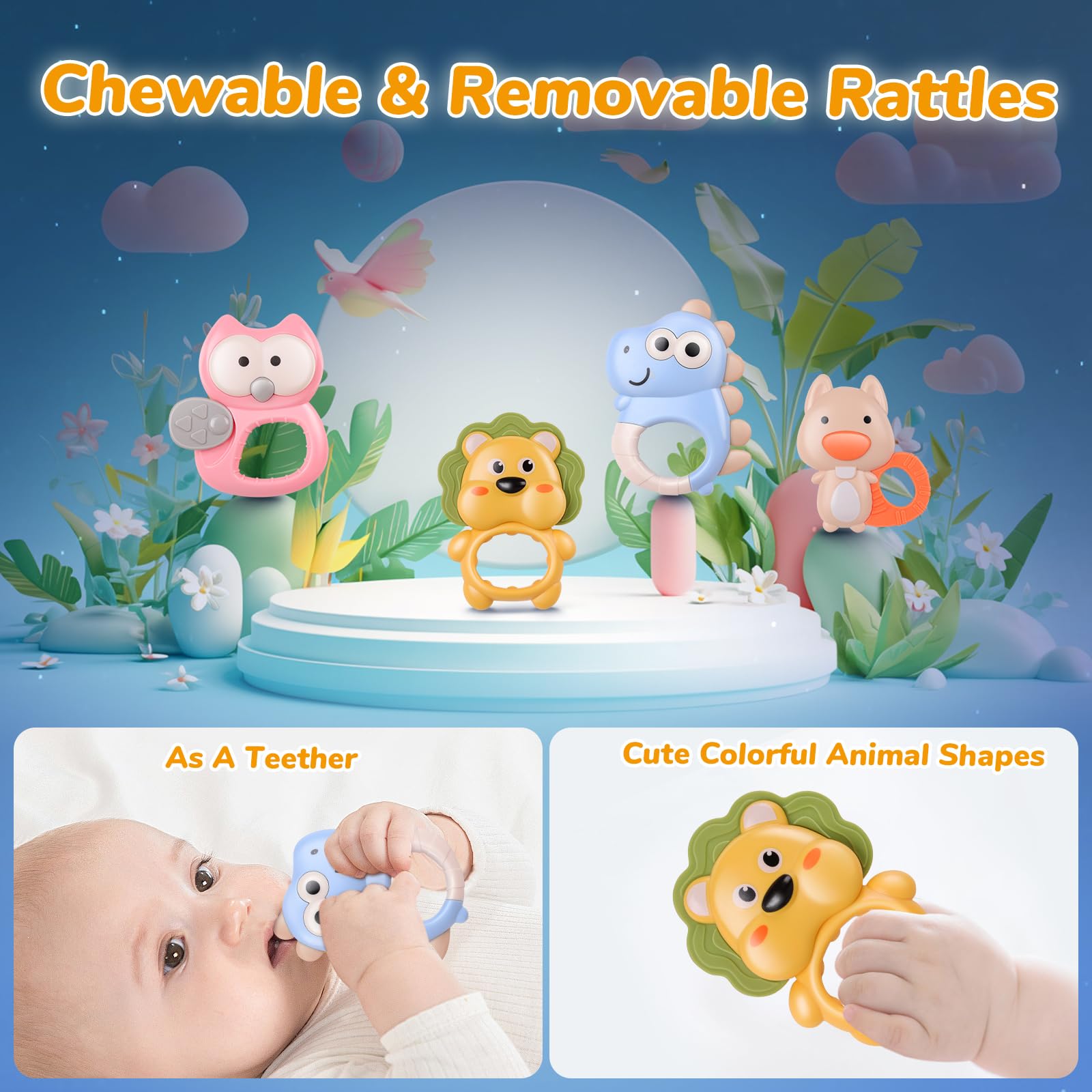 Crib Mobile clip-on attachment fits cribs, bassinets, and play yards.