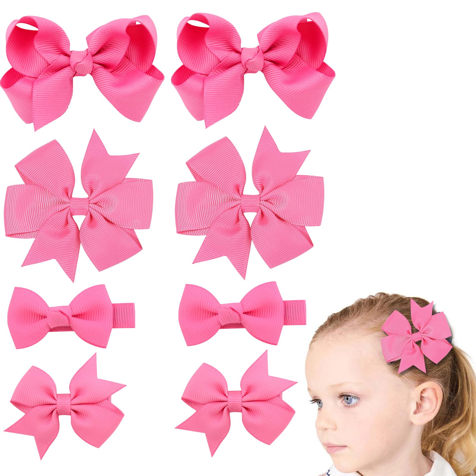Clipband pink baby bows 2-inch with secure alligator clips for gentle hold