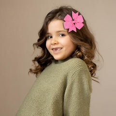 Clipband pink baby bows 3-inch for stylish outfits with strong clips