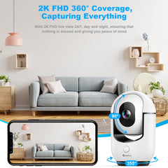Cloarks 2K pan-tilt camera baby view with two-way talk.