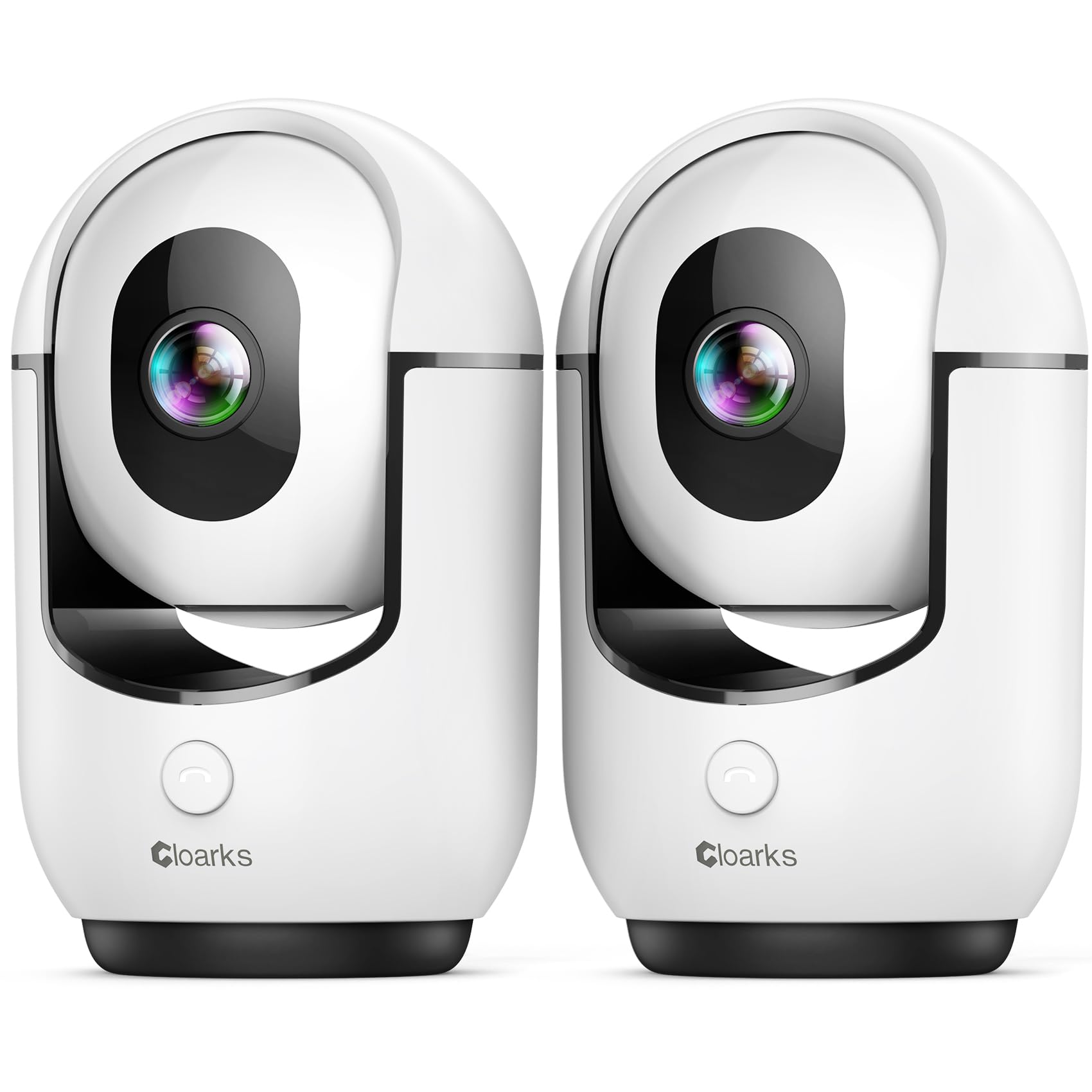 Cloarks 2K pan-tilt camera front view for clear home monitoring and peace of mind.