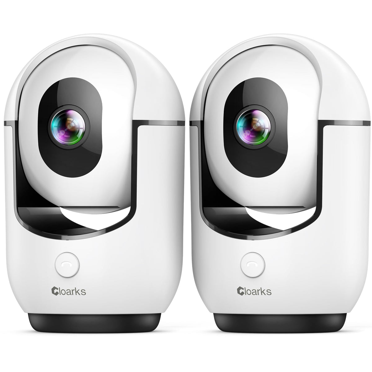Cloarks 2K pan-tilt camera front view for clear home monitoring and peace of mind.
